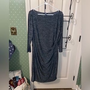 Chaps Ruched Waist 3/4 Sleeve Sheath Dress